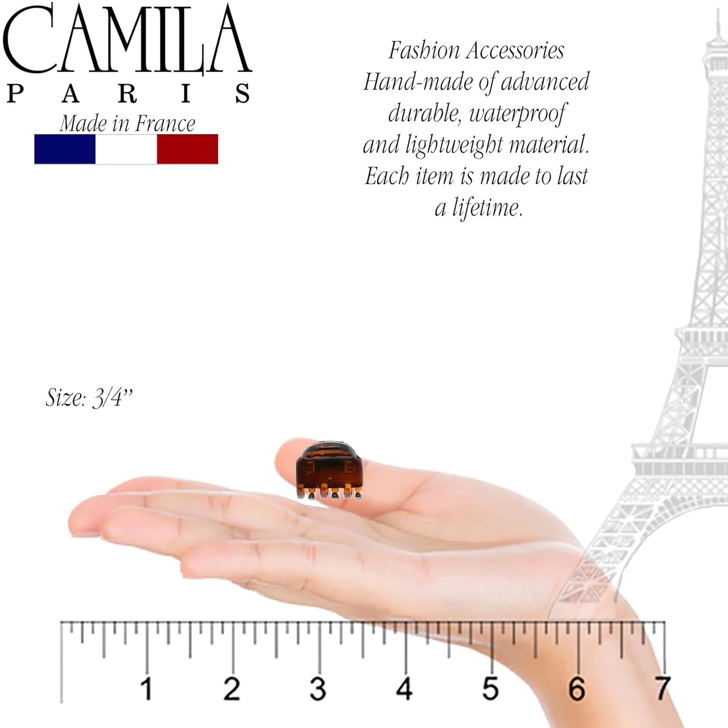 Camila Paris CP3289 French Hair Clip for Women, Set of 2 Small Tortoise Shell Girls Hair Claw Clips Fashion Durable Hair Accessories for Women, Ladies Strong Hold No Slip Grip Clamp, Made in France