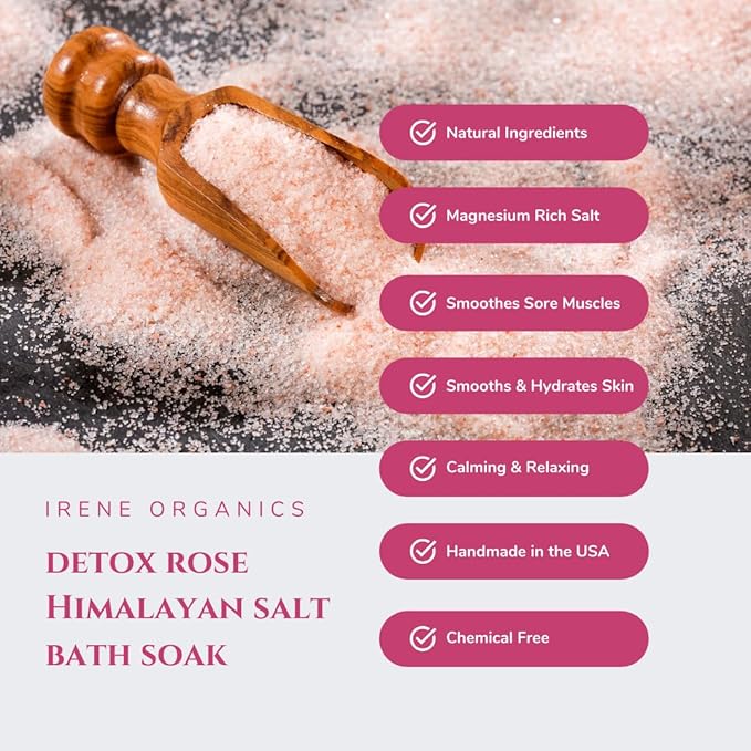 Natural Bath Salt Soak – Exfoliating Dead Sea Salt & Himalayan Salt for Relaxing Spa Experience, Soft & Smooth Skin (Detox - Rose)