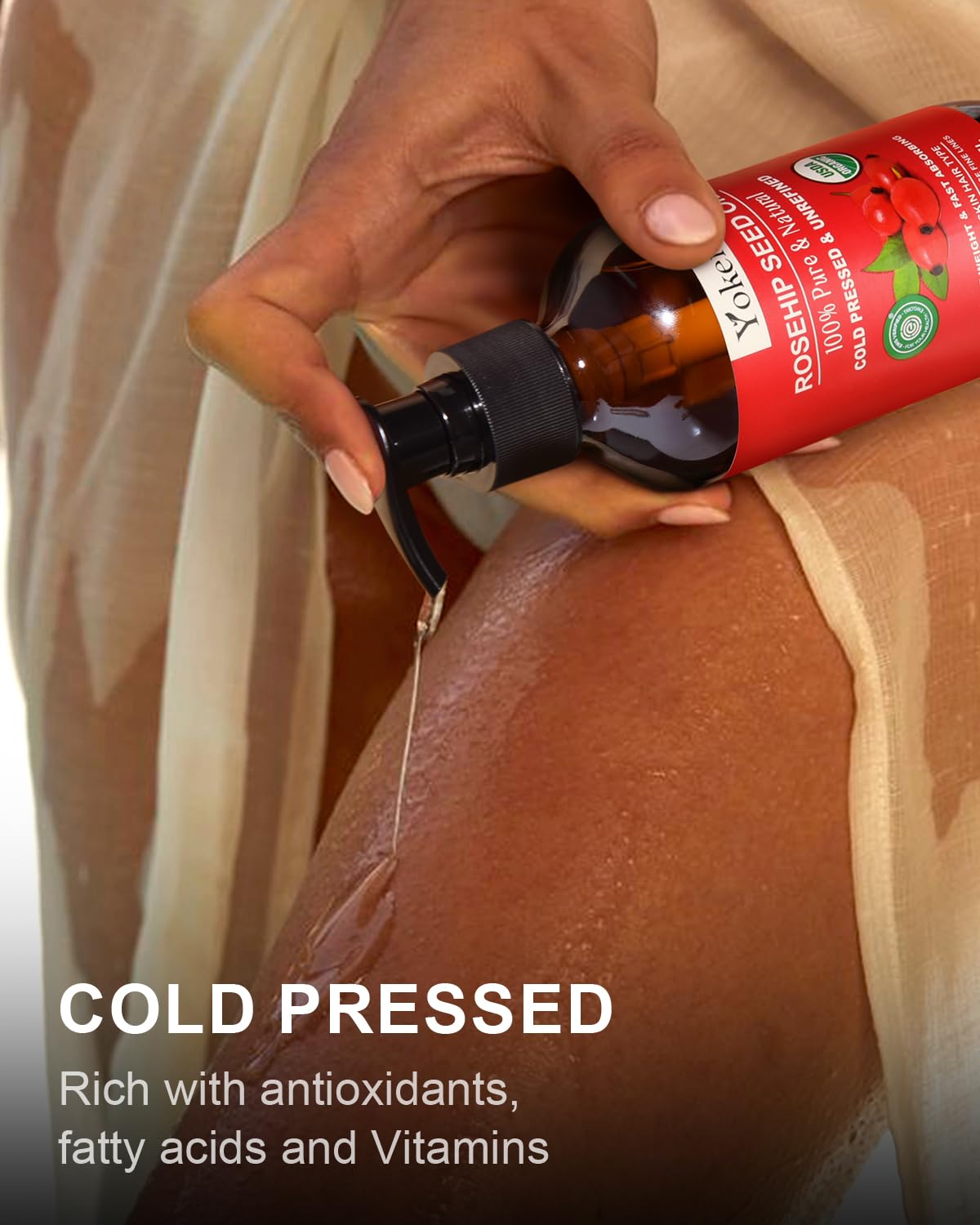 Rosehip Seed Oil Organic, USDA Certified 100% Pure Rosehip Oils for Face, Hair & Body, 8 fl oz Cold Pressed Rose Hip oil for Skin Moisturizing, Scar Fading, Gua Sha, Massage, Carrier Oil DIY