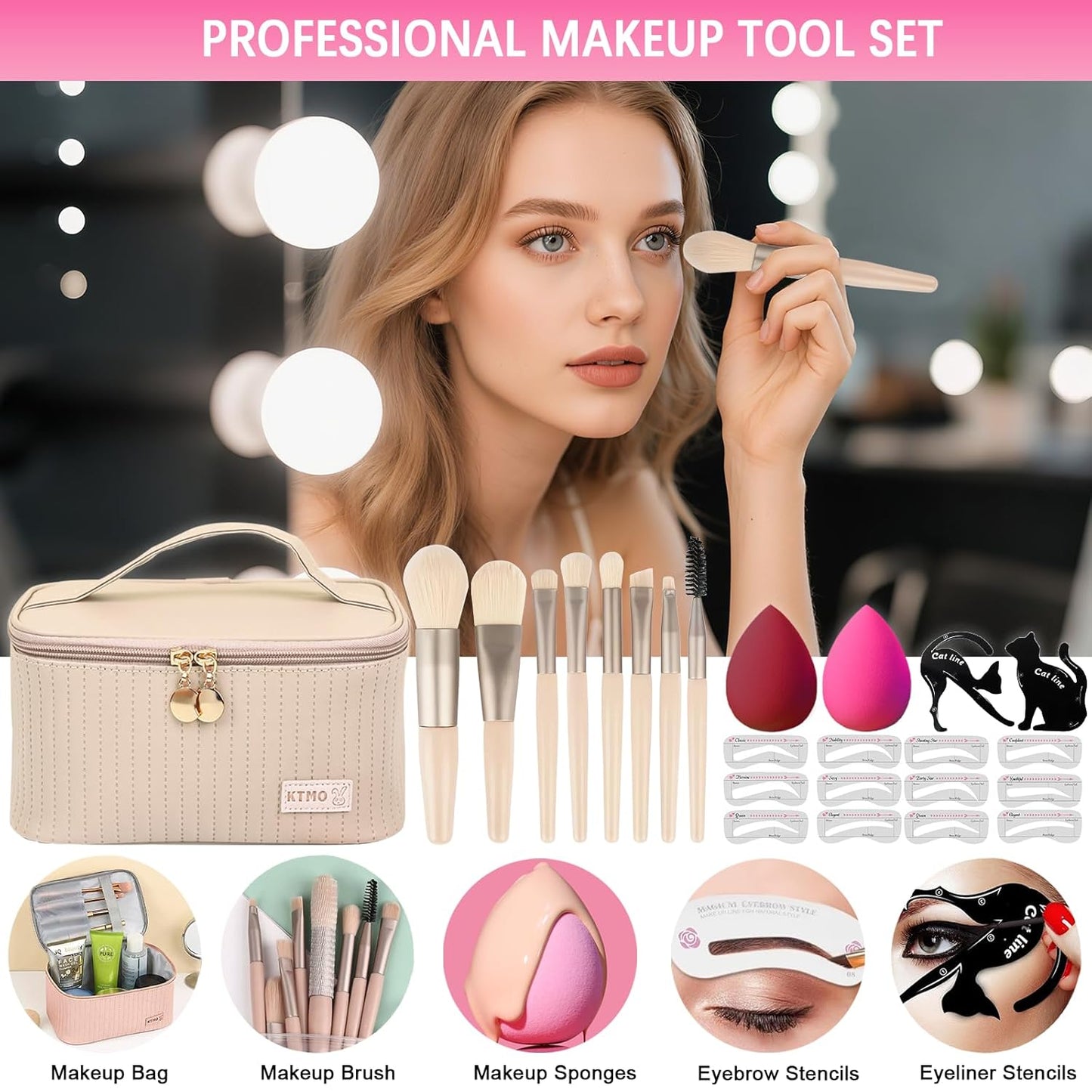 All in One Makeup Kit for Women Full Kit, Makeup Gift Sets for Women Teens Girls, Makeup Essential Bundle Includes Eyeshadow Palette Foundation Eyeliner Contour Stick Lip Gloss Cosmetic Brush Set