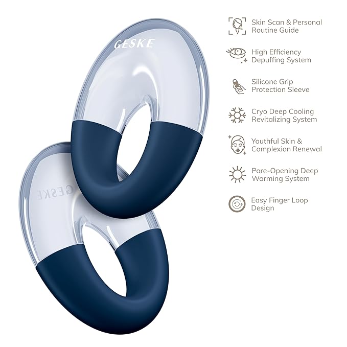 SmartAppGuided™ Cool & Warm Eye Massager | 7 in 1 | Multifunctional Massager | Eyes & Face | Battery-free Cooling & Warming | Firms, Relaxes & De-Puffs Skin | Ring-shaped Design for Easy Grip