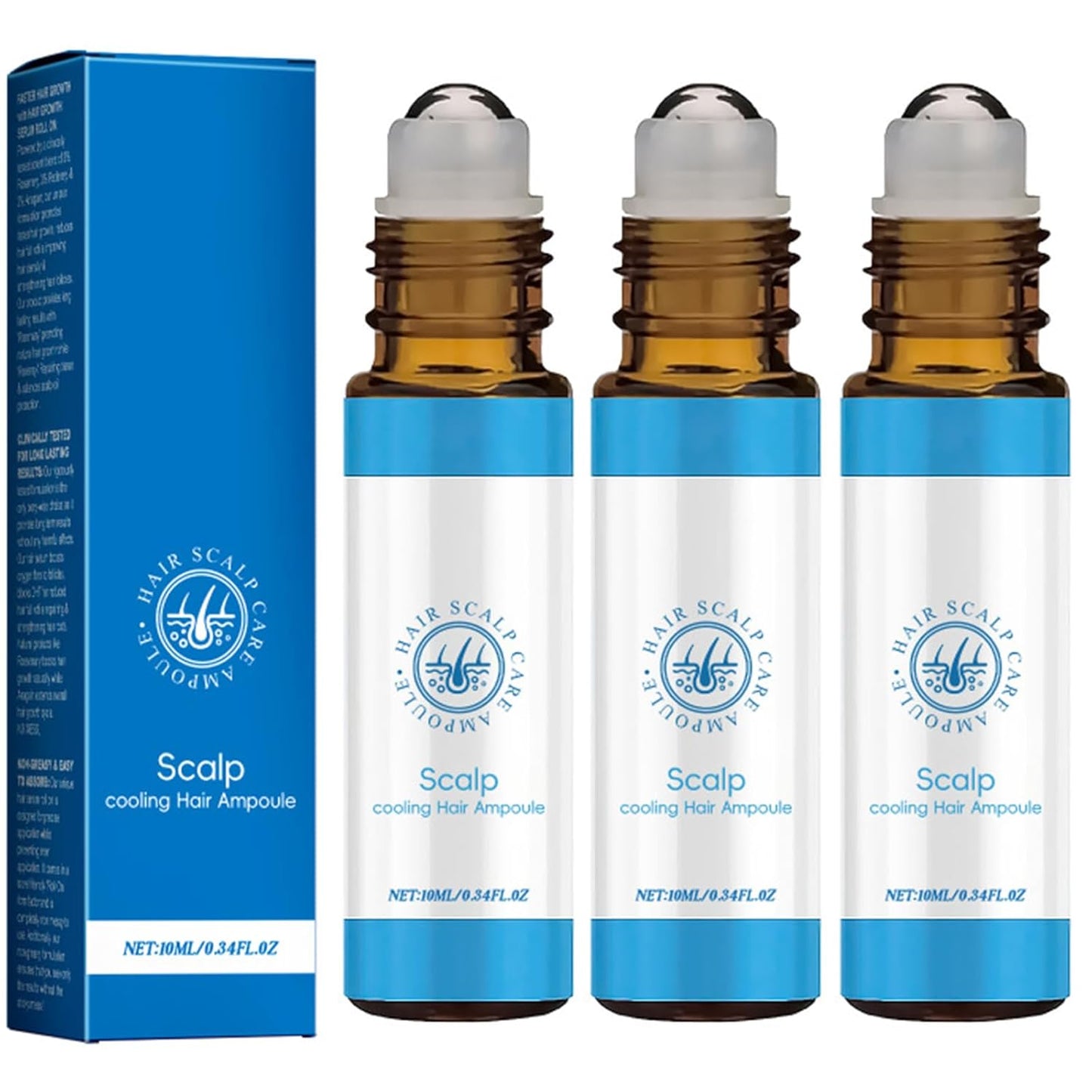 3Pcs Advanced Hair Growth Roll-On Serum, Promotes Growth, Reduces Hair Loss, Nourishes Scalp & Roots with Vitamin E & Natural Oils, For All Hair, Women & Men