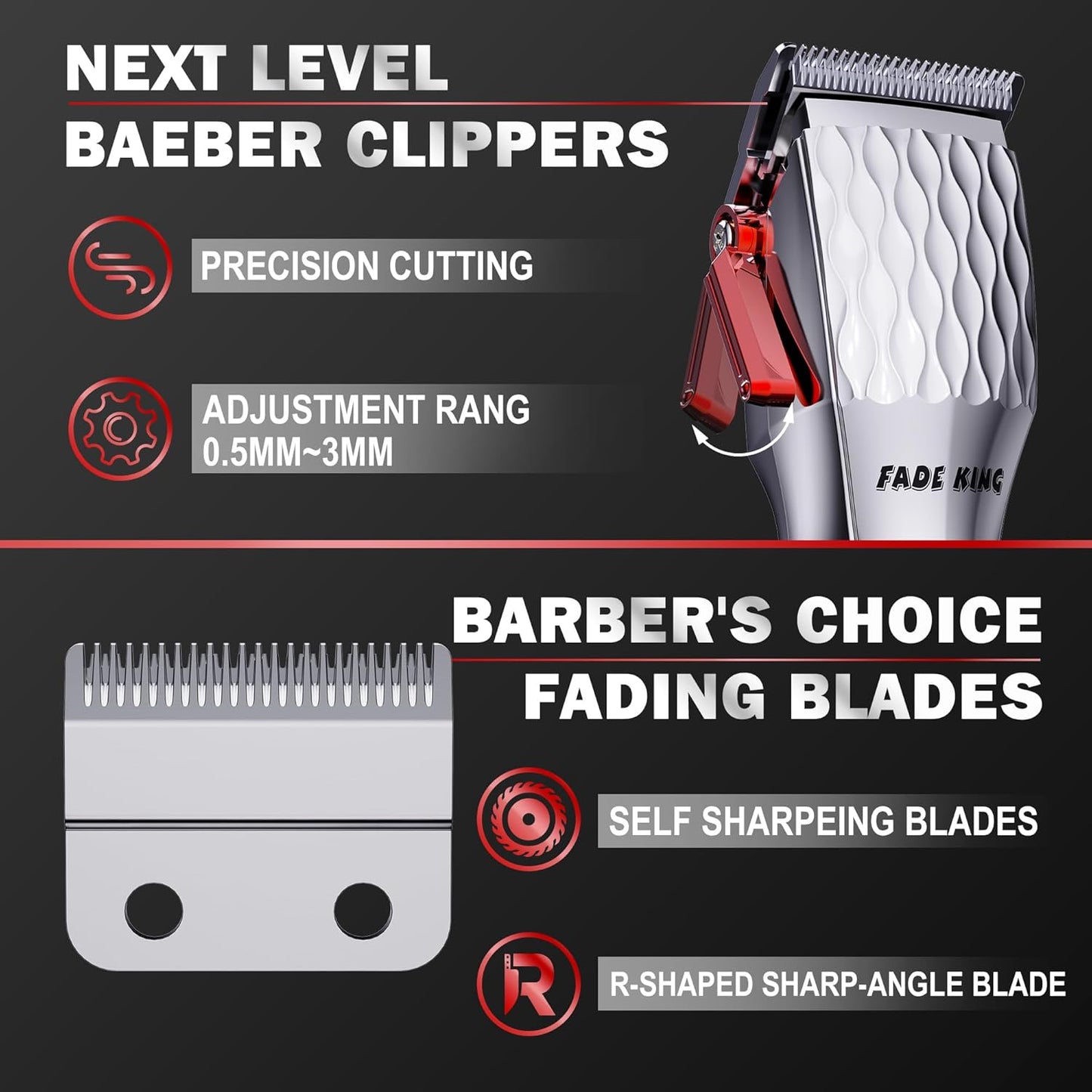 FADEKING® Professional Hair Clippers for Men + 5-in-1 Beard Trimmer