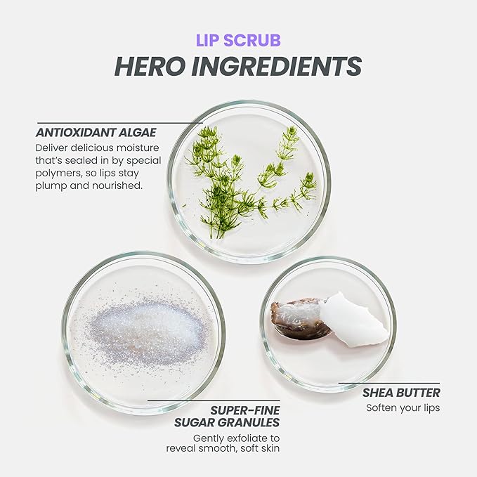 Wonderskin 3-in-1 Lip Scrub Exfoliator & Moisturizer, Lip Exfoliator Scrub, Hydrating Balm for Soft, Nourished, Flake-Free Lips with One-Step Prep, 0.10oz