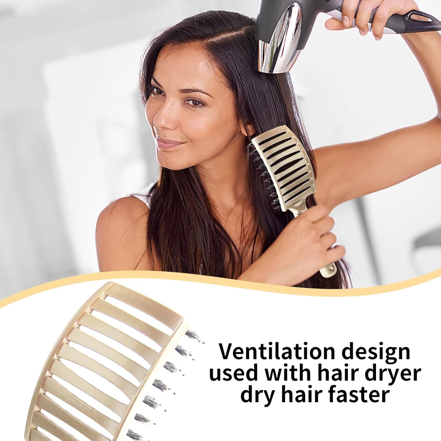 Detangling Brush Boar Bristle Hair Brush,Suitable for Men, Women & Kids’ Long Curly Wet or Dry Hair,EKONAER Hairbrush for Thick Make Hair Shiny & Healthier(Gold)