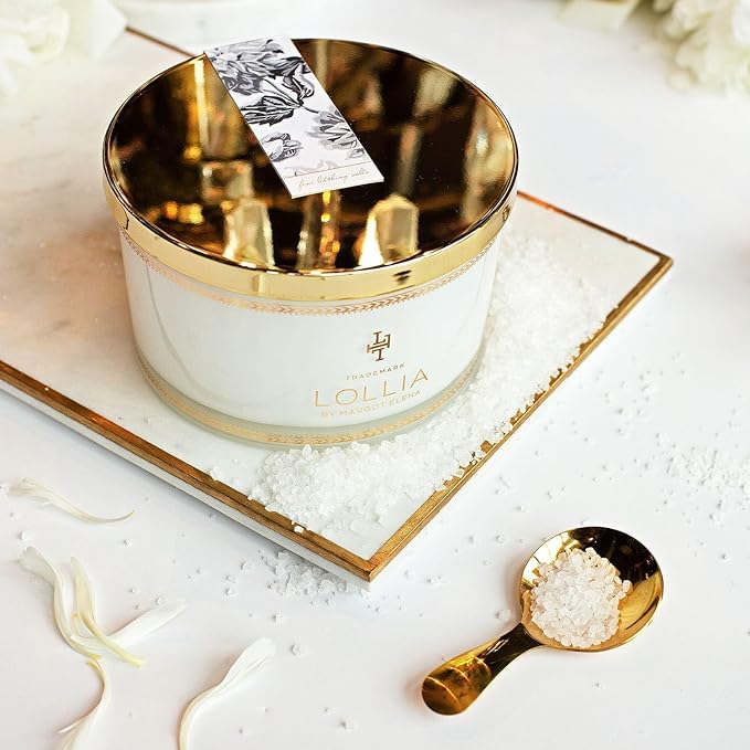 Lollia Elegance Fine Bath Salts, 20 oz. – White Amber & Mirabelle Luxury Bath Essential for Women