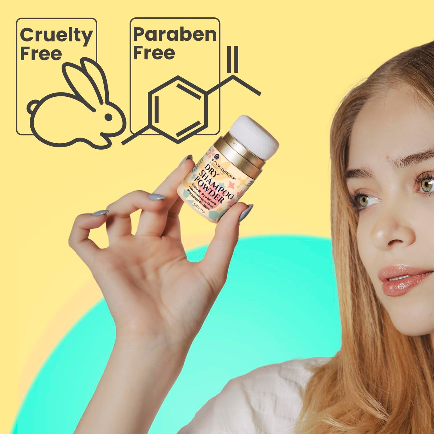 Non Aerosol Dry Shampoo Powder with Biotin - Lavender Extract and Korean Ginseng - Volumizing Travel Size (0.42 oz) - Gifts for Her