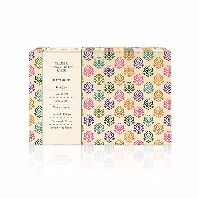 Octavius Enveloped Tulsi Delight Herbal Tea | Caffeine-Free & Ayurvedic Wellness Blend | Immunity Boosting Tulsi Green Tea in Easy to Use – 20 Pyramid Tea Bags