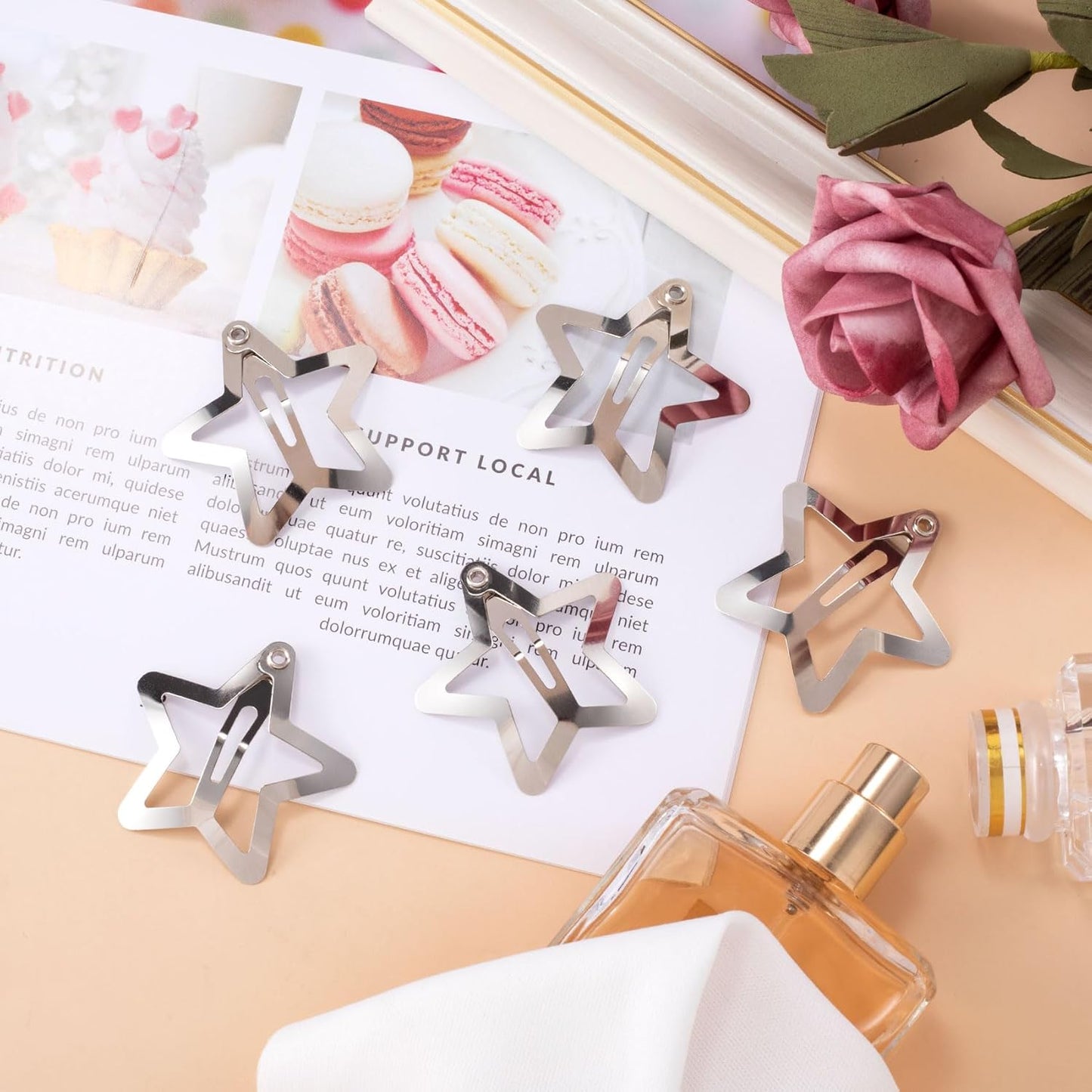 Joez Wonderful 20 Pcs Silver Star Hair Clips, Metal Hair Snap Clips for Women and Girls, Non-Slip Fashion Hair Accessories