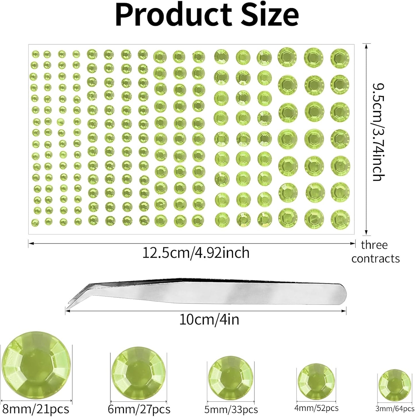 591pcs Face Gems Hair Gems Pearls, Self-Adhesive Face Jewels Eye Rhinestones 3/4/5/6/8 mm Face Gem Stick on, Halloween Makeup Gems Rave Accessories for Face Eyes Body Makeup (08.Light Yellow)