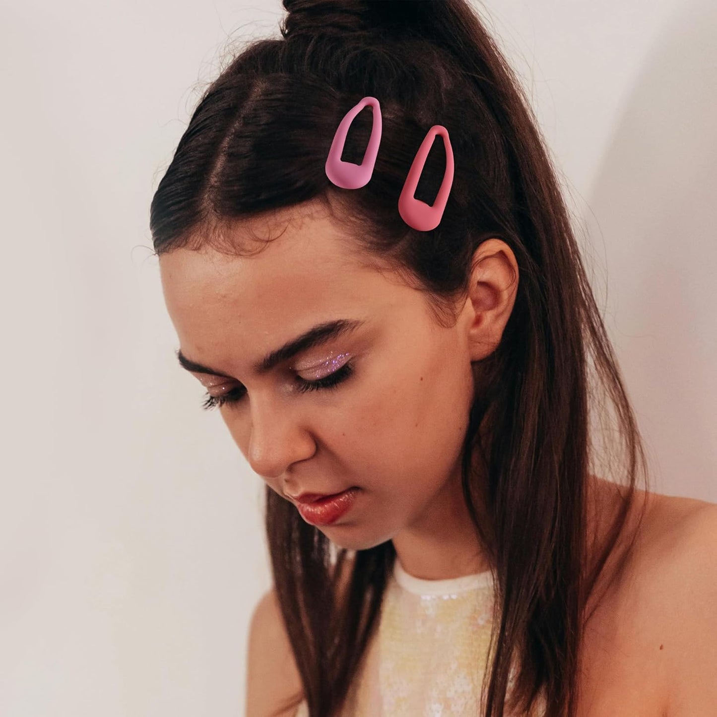 Small Hair Barrettes For Women No Slips Metal Snap Clips For Thin And Fine Hair,Matte Multiple Pink,20 PCS,1.97 x 0.5 Inch.