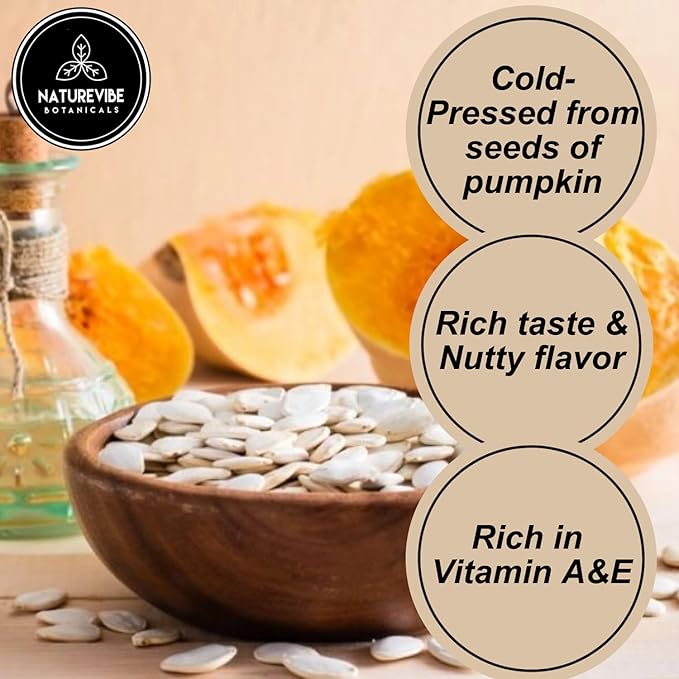 Naturevibe Botanicals Pumpkin Seed Oil 32 Ounces | 100% Pure and Natural | Great for Skin Care and Hair Care