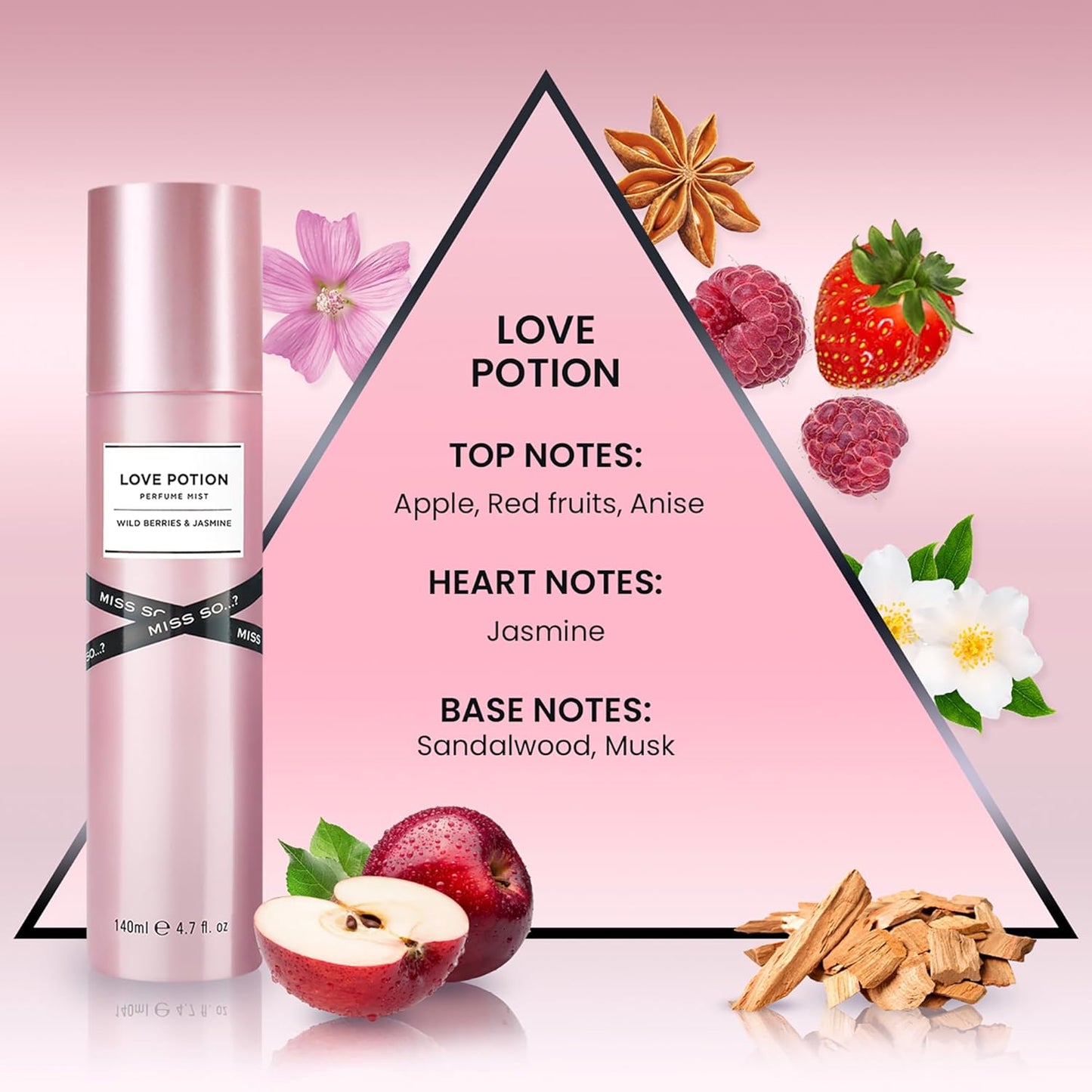 So...? Love Potion Perfume Mist - Woody, Floral Body Spray for Women - Perfume for Women with 6 Hour Wear - Vegan Body Mist - 4.7 oz