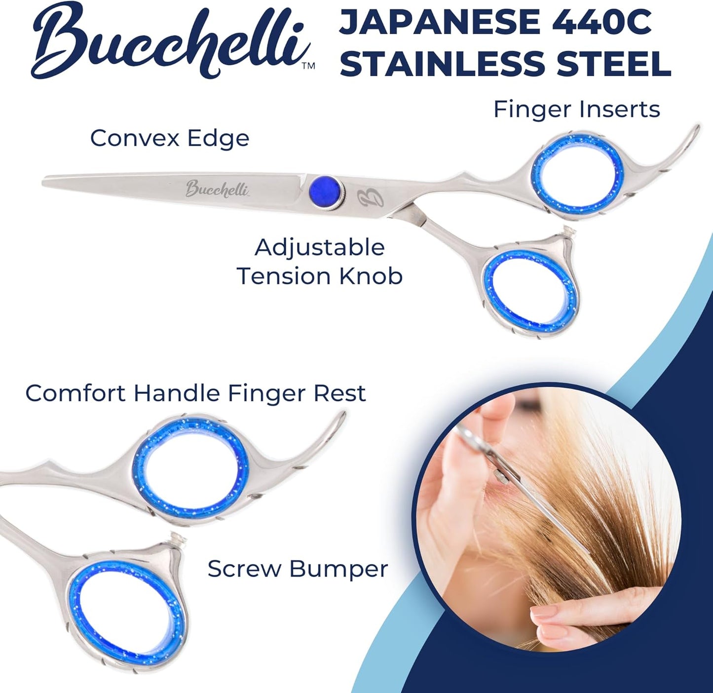 7 Inch Hair Cutting Scissors Professional - Japanese 440A Barber Shears 7 Inch - Salon Scissors for Hair - Adjustable Tension Knob - Hair Shears Professional (Silver Right 7")