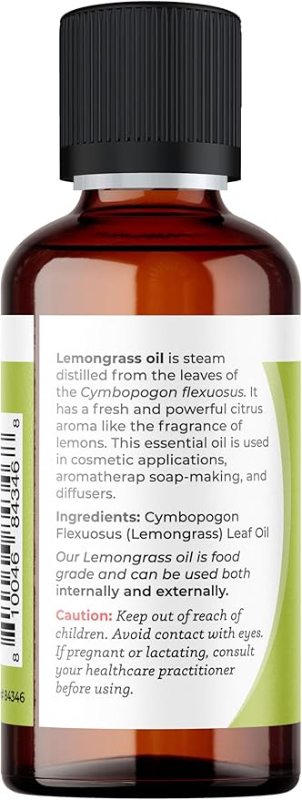 Viva Doria Lemongrass Essential Oil, 100% Pure, Natural Lemongrass Essential Oil, Undiluted, for Aromatherapy | Food Grade, 30 mL (1 Fluid Ounce)