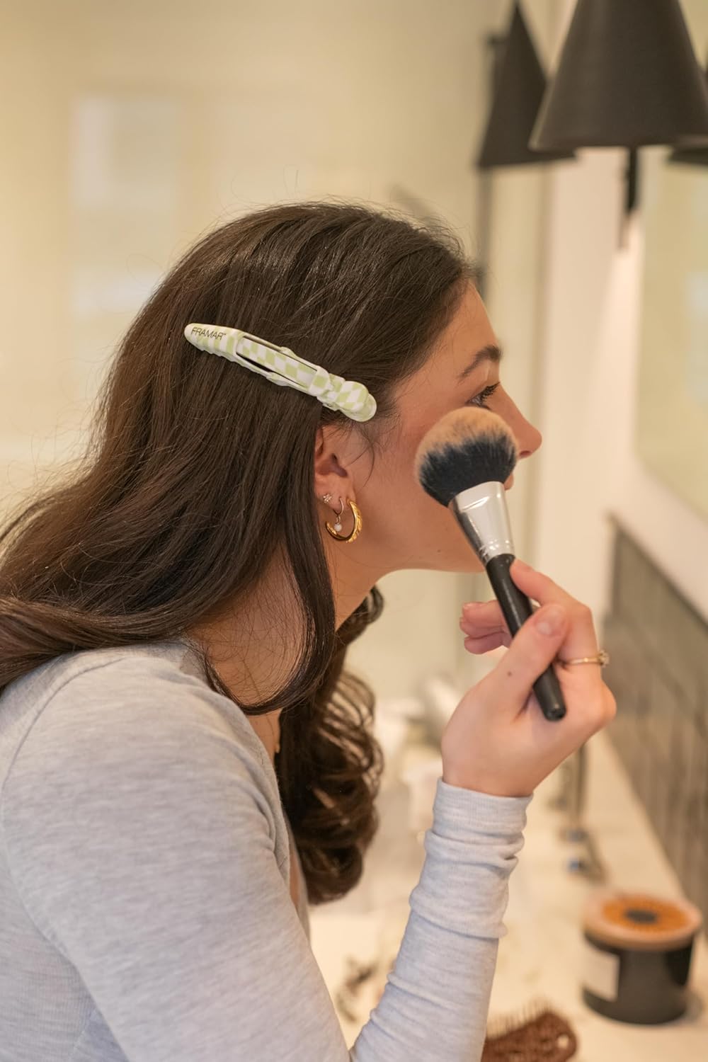 FRAMAR Alligator Clips For Hair Styling – Professional Alligator Hair Clips For Women, Checkered Hair Clip For Women, Checkered Hair Clips For Styling – Matte Firm Hold Without Slipping – 4 Pack