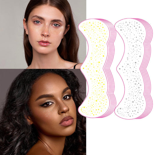 Makeup Patches - Face Glitter Speckles - Glow Up Cute Glitter Makeup Accessories for Women - Cosmetic Glitter Tattoos for Face - 12 Sheet