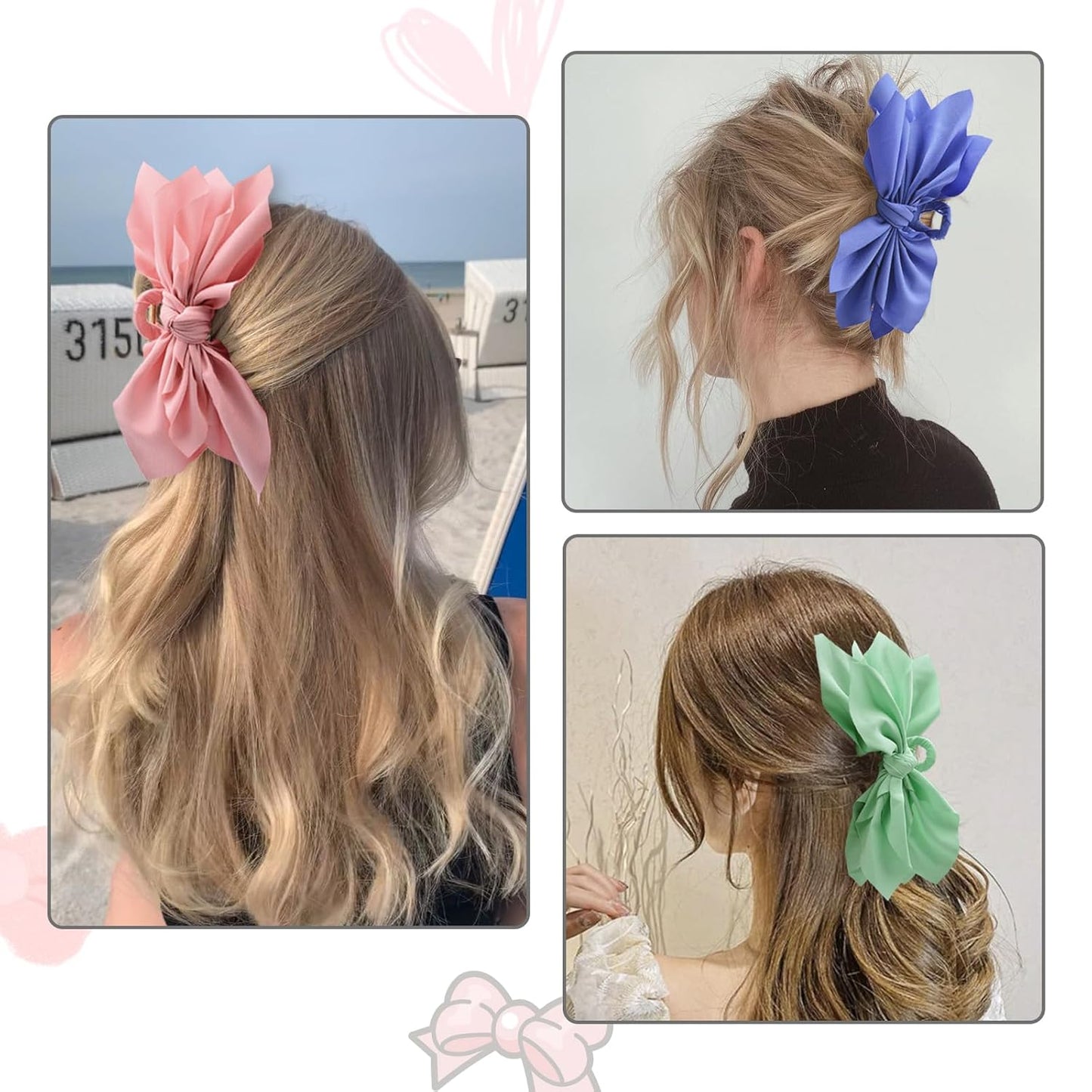 Bow Claw Clips Bow Hair Clips 3PC Big Hair Bows for Women Butterfly Styling Large Hair Clips for Thick Hair for Girls Hair Accessories for Teen