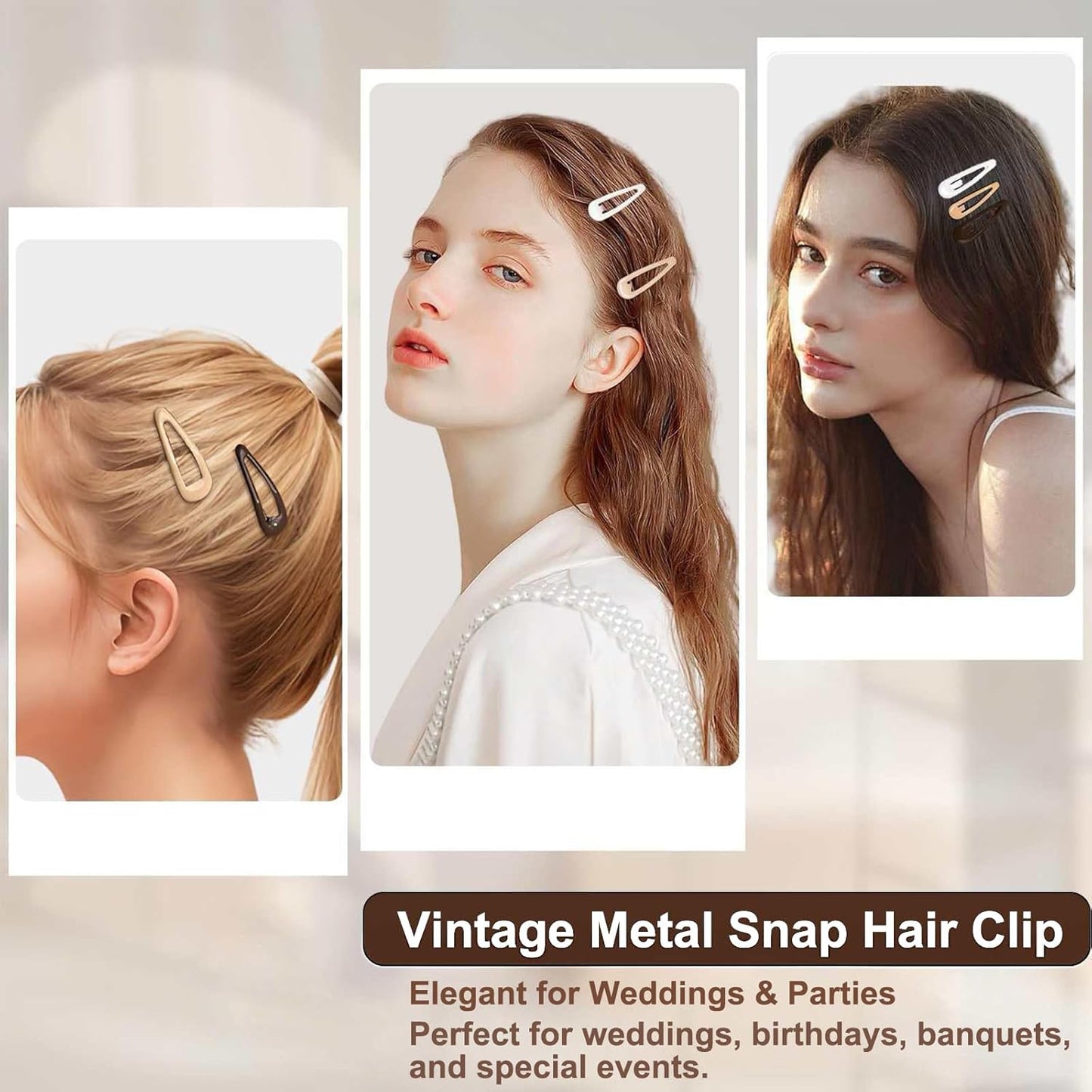 20PCS Small Metal Barrettes for Women - Snap Hair Clips for Thin & Thick Hair, 1.97 Inch No Slip Hair Clips (White Black Beige Brown Coffee)