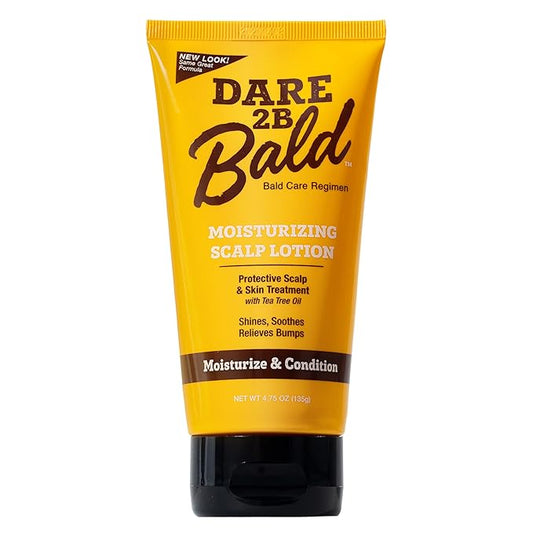 Dare 2B Bald Moisturizing Scalp Lotion | Bald Head Care Regime | Condition, Protect, and Treat the Scalp Against Flaking | Bald Head Moisturizer for Men- 4.75 OZ