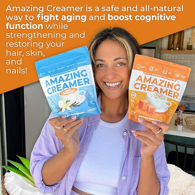 Superfoods Company Amazing Creamer with Collagen - Keto Creamer-Hyaluronic Acid & MCT Oil - Brain Boost & Curbs Cravings - Supports Healthy Skin & Hair - Diet-Friendly [60 Servings] [Salted Caramel]