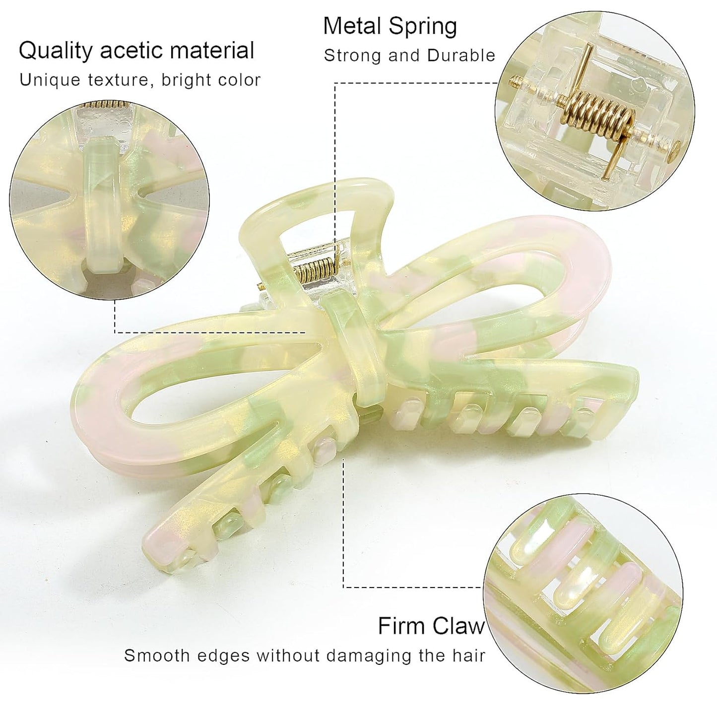 Jayongnee 3 PCS Bow Hair Claw Clips for Women - Non-Slip Hair Clamps for Thin or Thick Hair - Cute Butterfly Hair Accessories for Women Girls - Elegant Hair Styling Accessories (bow 1, large)