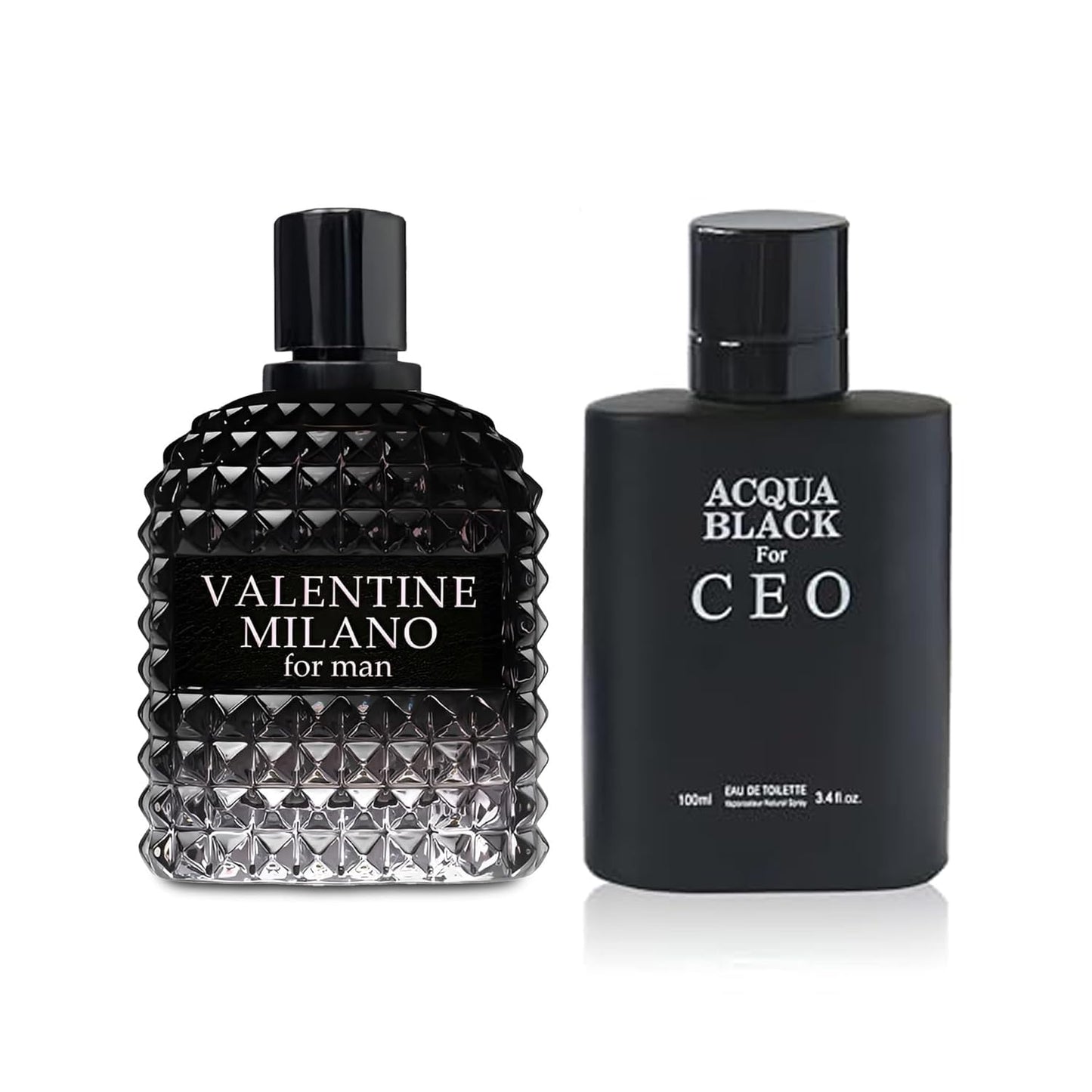 2PCS Valentine Milano/Acqua Black CEO Eau De Toilette for Men-Fresh,Romantic Scent Perfume for Men 3.4 Fl Oz Each Mens Cologne For All Skin Daily Used
