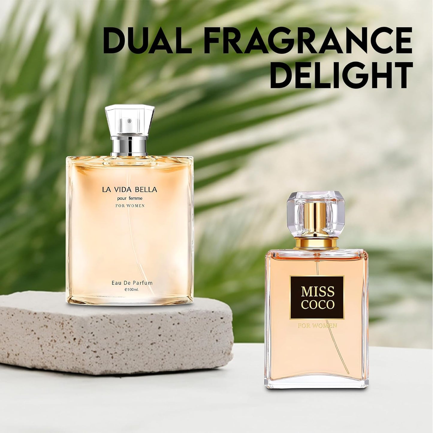 Women Perfume 2PCS Combo La Vida Bella&Miss Coco Nice Scent Eau De Parfum Long Lasting Fragrance 3.4 Fl Oz Spray Each for Daily Used