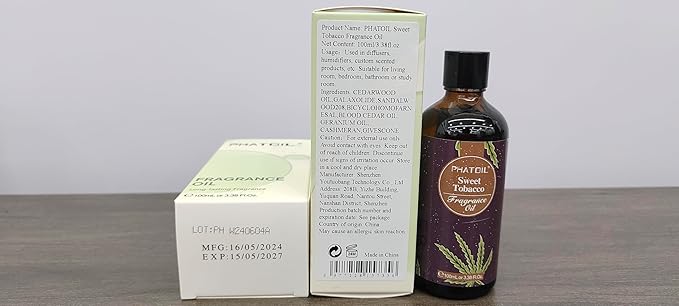 3.38FL.OZ Sweet Tobacco Fragrance Oils for Aromatherapy, Essential Oils for Diffusers for Home, Perfect for Diffuser, DIY Candle and Soap Making, DIY Scented Products - 100ml