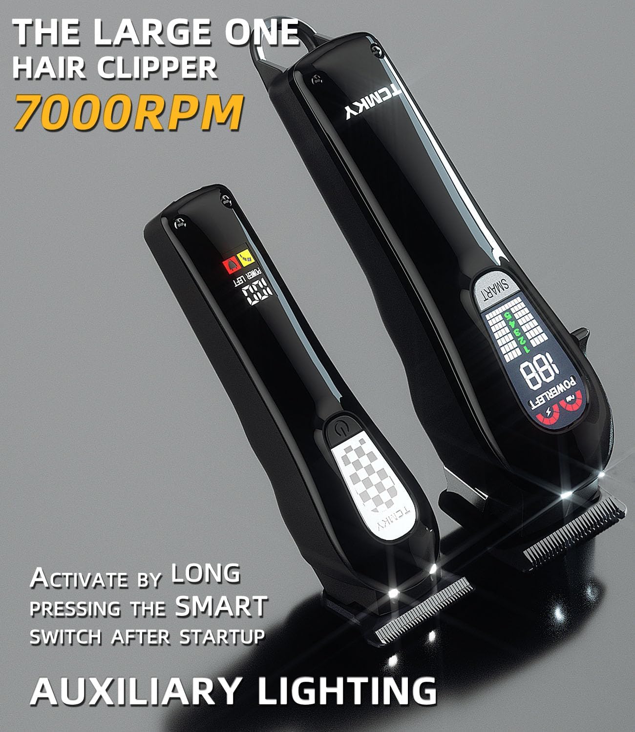 Hair Clippers Professional Cordless for Men, Barber Clippers for Hair Cutting Kit, Wireless LCD Display Hair Trimmers Set, Rechargeable Haircut Machine for Family (Black)