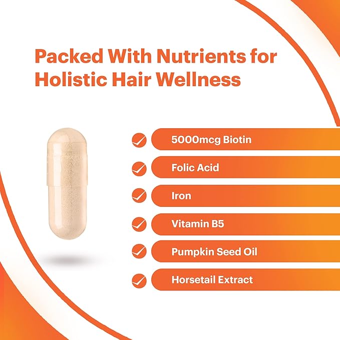 AVIVA - Advanced Hair Nutrition Hair Growth Vitamins, Hair Growth Supplement for Voluminous Tresses, Hair Vitamins with 5000mcg Biotin, 18 Essential Oils, Nutrients and Vitamins for Hair, 180 Capsules