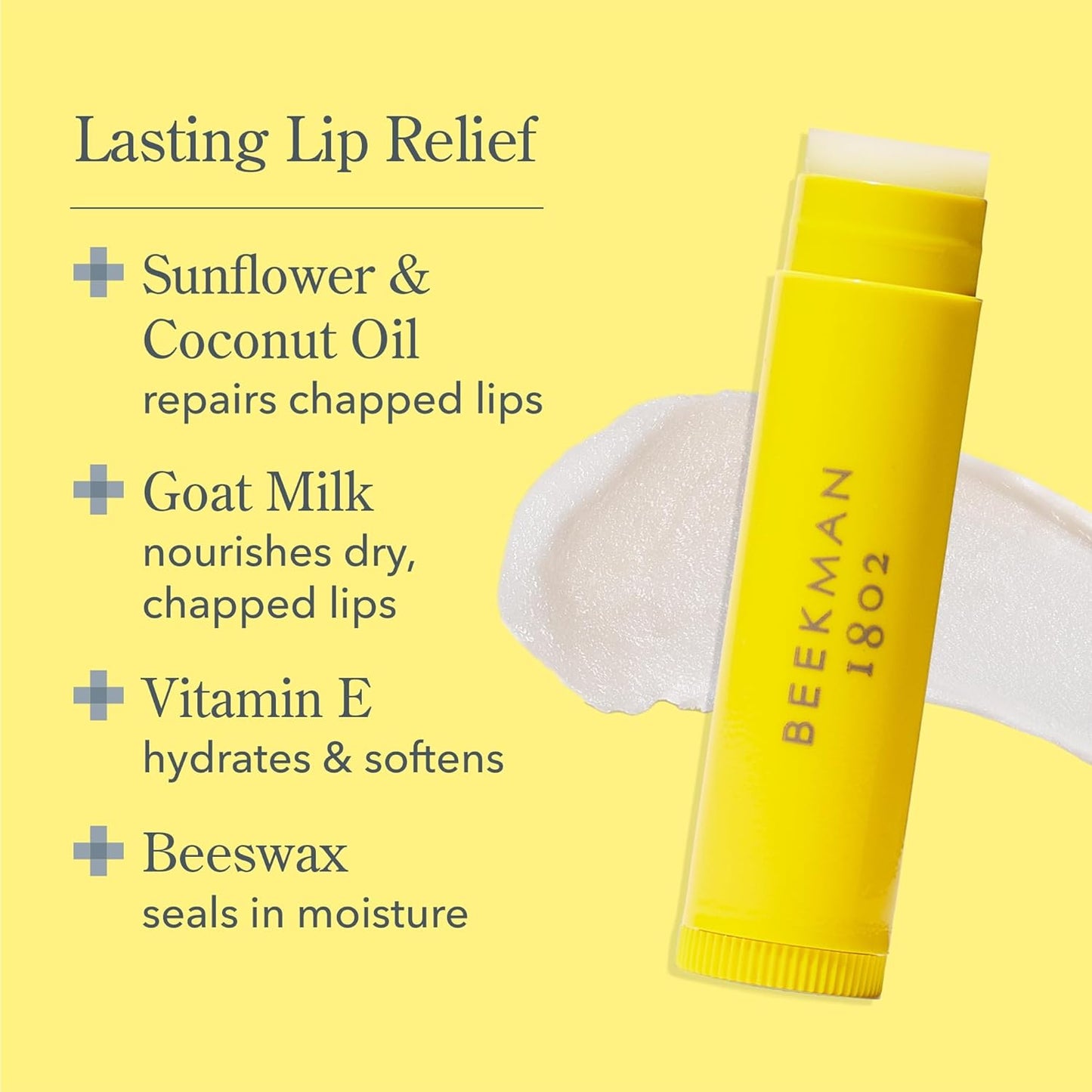 Beekman 1802 Lip Balm, Vanilla Absolute - 0.15 oz - With Goat Milk, Vitamin E & Beeswax for Dry, Cracked Lips - Good for Sensitive Skin - Cruelty Free - Packaging May Vary
