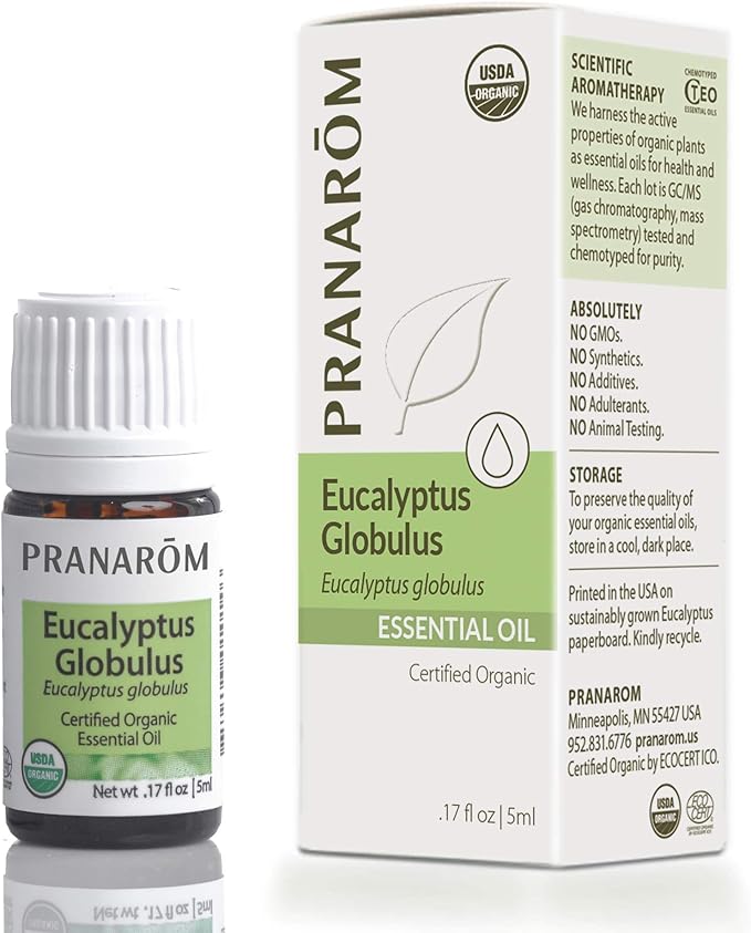 Pranarom - USDA Certified Organic Eucalyptus Globulus Essential Oil 5ml - Wellness Enthusiasts - Aromatherapy - Certified Organic Purity - 100% Pure, Non-GMO, Vegan