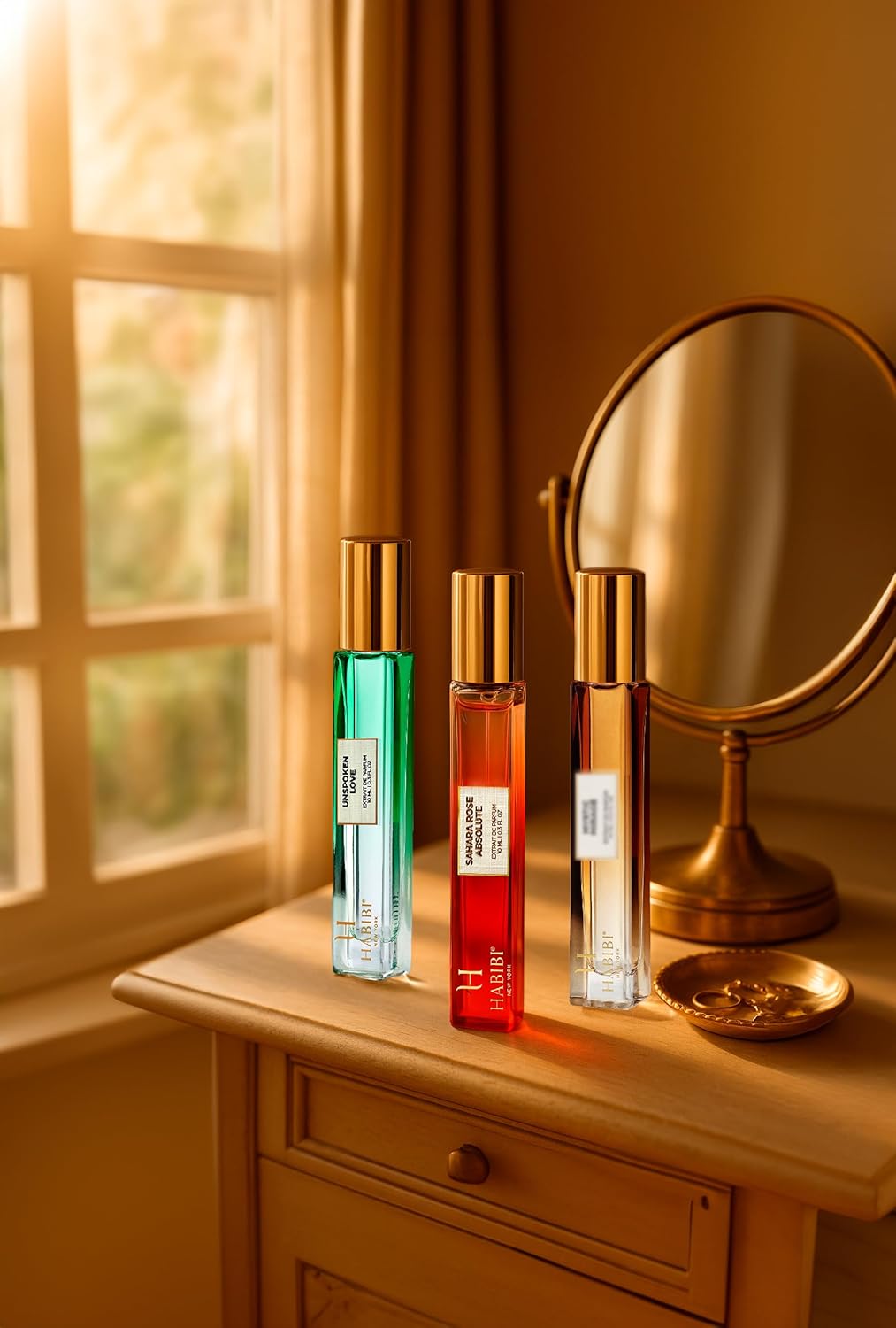 H HABIBI Sahara Rose Absolute Extrait De Parfum 10ml (0.30 fl Oz) – Travel Size Perfume for Women & Men, 25% Perfume Oil Concentration, Long Lasting Daily Wear Niche Fragrance with Luxury Leather Case