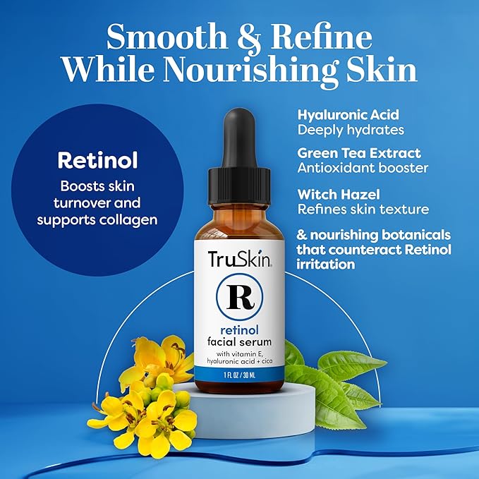 TruSkin Face Serum Trio – Hyaluronic Acid, Vitamin C & Retinol Serum for Face – Anti Aging Skin Care Set for Women – Skincare for Bright, Smooth, Hydrated & Firmer-Looking Skin, 1 fl oz, 3 Bottles