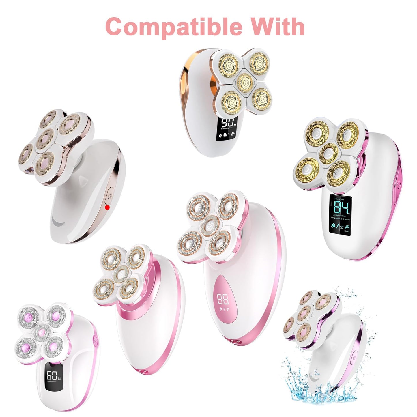 5 Blades Women Shaver Replacement Heads for Head Shaver and Many Brands 5 Blades Replacement Shaver Head Blade 5 Heads Beard Electric Razor Shaver Head