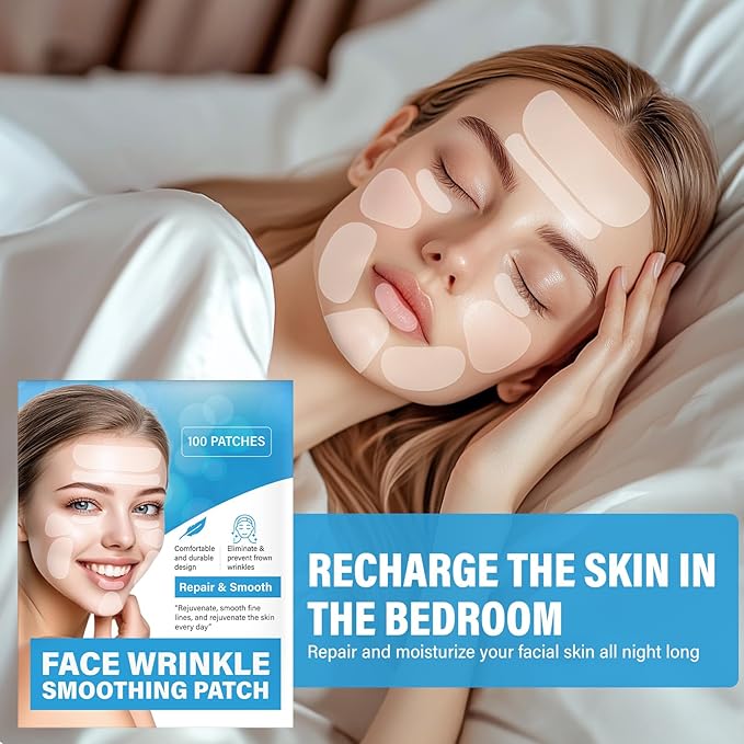Anti Wrinkle Patches, Effective Wrinkle Patches for Face & Forehead, Facial Lines Stickers Overnight, Reduce Eyes & Face Fine, Smooth Fine Lines, Comfortable and Breathable