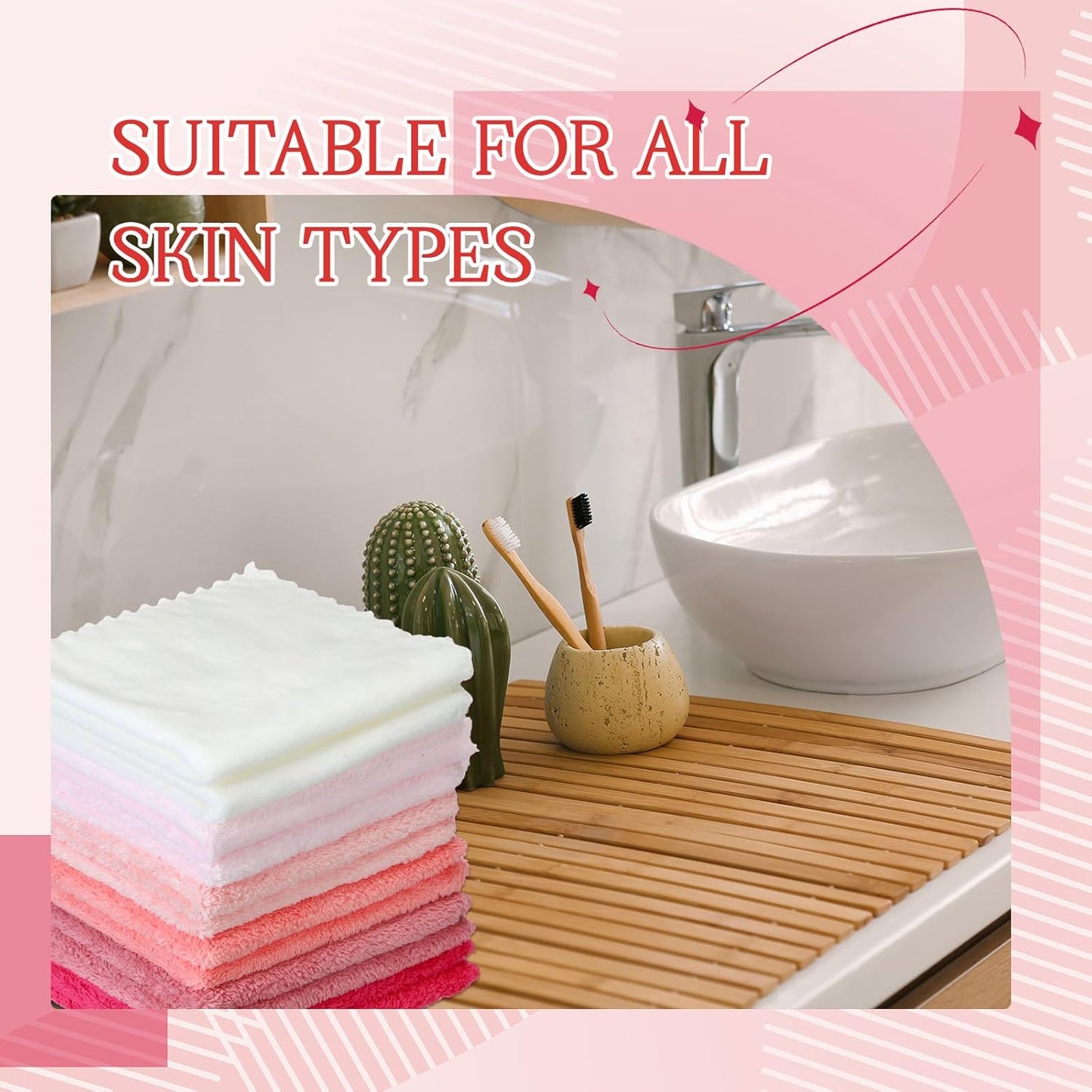 Syhood 12 Pieces Face Wash Cloth 12 x 12 in Makeup Remover Cloths Towel Coral Velvet Facial Microfiber Soft Fast Drying Facial Cleansing Towel for Face(Pink Colors)