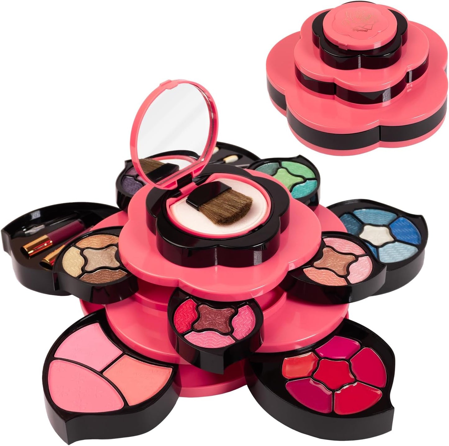 Toysical Makeup Kit for Teens - Flower Palette Gift Set for Teen Girls and Women - Makeup for Girls 10-12 - Petals Expand to 3 Tiers - Variety Shade Array - Full Starter Kit for Beginners