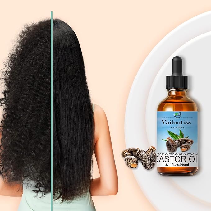 Castor Oil - Carrier Oil for Hair Growth, Relaxing Massage and Body Oil, Castor Oil for All Hair Types and Skin (Castor Oil, 8 Fl Oz)