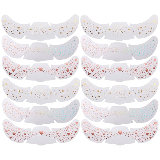 12 Sheets Glitter Freckles Stickers for Face and Body, Holographic Star and Heart Face Tattoo for Women and Girls, Long Lasting Waterproof Festival Rave Makeup Accessories