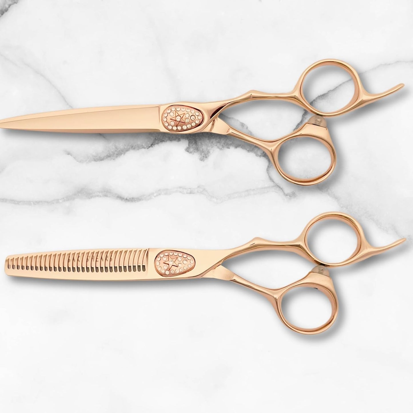 Gold Hair Scissors for Professional Hairdressers - 6 Inch Saki Shears Ikigai Gold Hair Shears - 440C Steel - Razor Sharp Cutting, Durable (Set of Hair Shears)