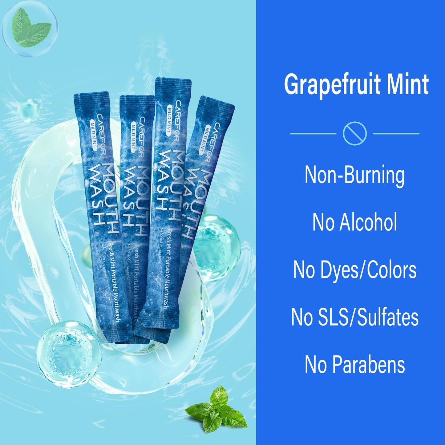 Mouthwash Travel Size, Portable Fresh Breath Mouthwash, Alcohol-Free, ICY Mint Flavor, Mini Pack – Go for On-The-Go Freshness, Bulk Packets 0.41 Fl Oz(Pack of 20)