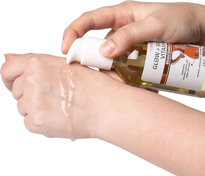 Reshape+ Vitamin C Body Oil Skin Care Moisturizer W/Vitamin E & Turmeric - Nourishing, Brightening, & Hydrating Body Oil To Improve Look Of Dark Spots, Dry Skin, & Stretch Marks, 3.8 Fl Oz