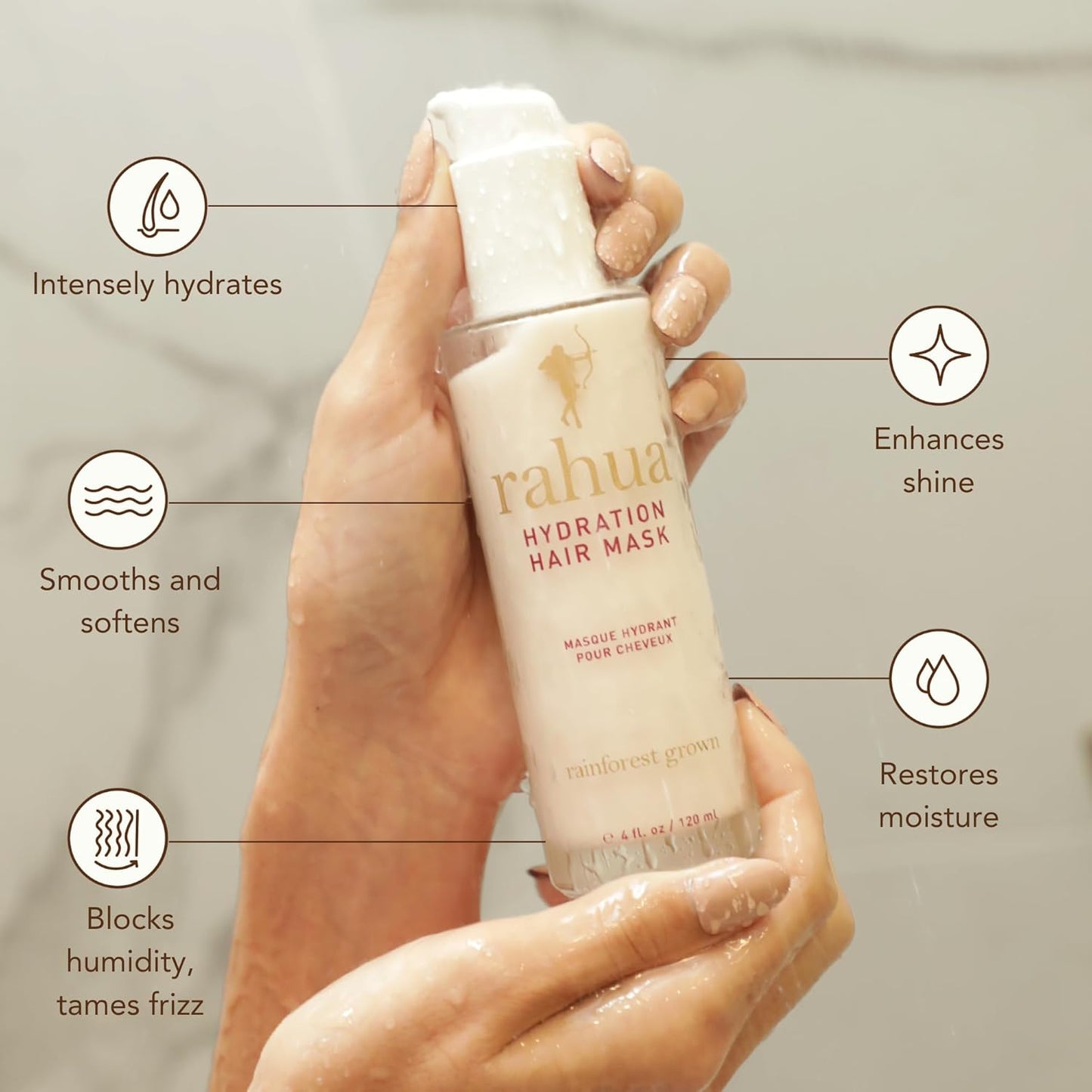 Rahua Hydration Hair Mask, Vegan Deep Conditioning Treatment for Dry & Dehydrated Curls Oil & Shea Butter for Moisture & Shine, Hair Care w/Organic Mango & Passion Fruit Aroma, 7.6 Fl Oz