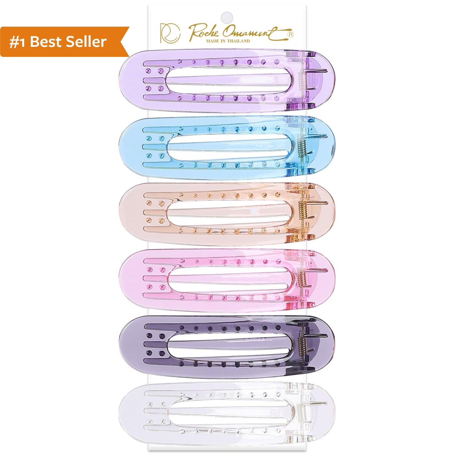 RC ROCHE 6 Pcs Flat Claw Hair Clips for Women Lay Down Barrettes No Crease Side Slide Thick Long Hair Duckbill French Against Head Jaw Claw Styling Clamp, Medium Transparent