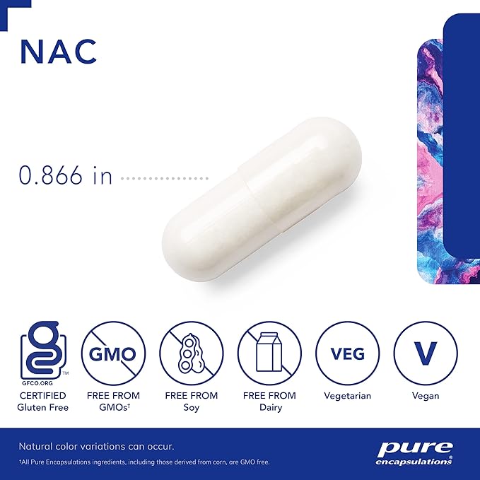 Pure Encapsulations NAC 600 mg - N-Acetyl Cysteine NAC Supplement for Lung Health & Immune Support, Liver Support & Antioxidants* - with Freeform N-Acetyl-L-Cysteine - 360 Capsules