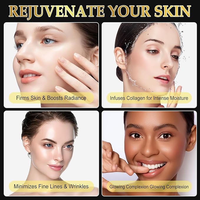 Advanced Snail Mucin Glass Glow Hydroge, Face Masks Skincare 6 EA, Collagen Face Mask, Snail Mucin Sheet Mask, Travel Essentials, Face Masks for Dry, Sensitive Skin, Korean Skin Care