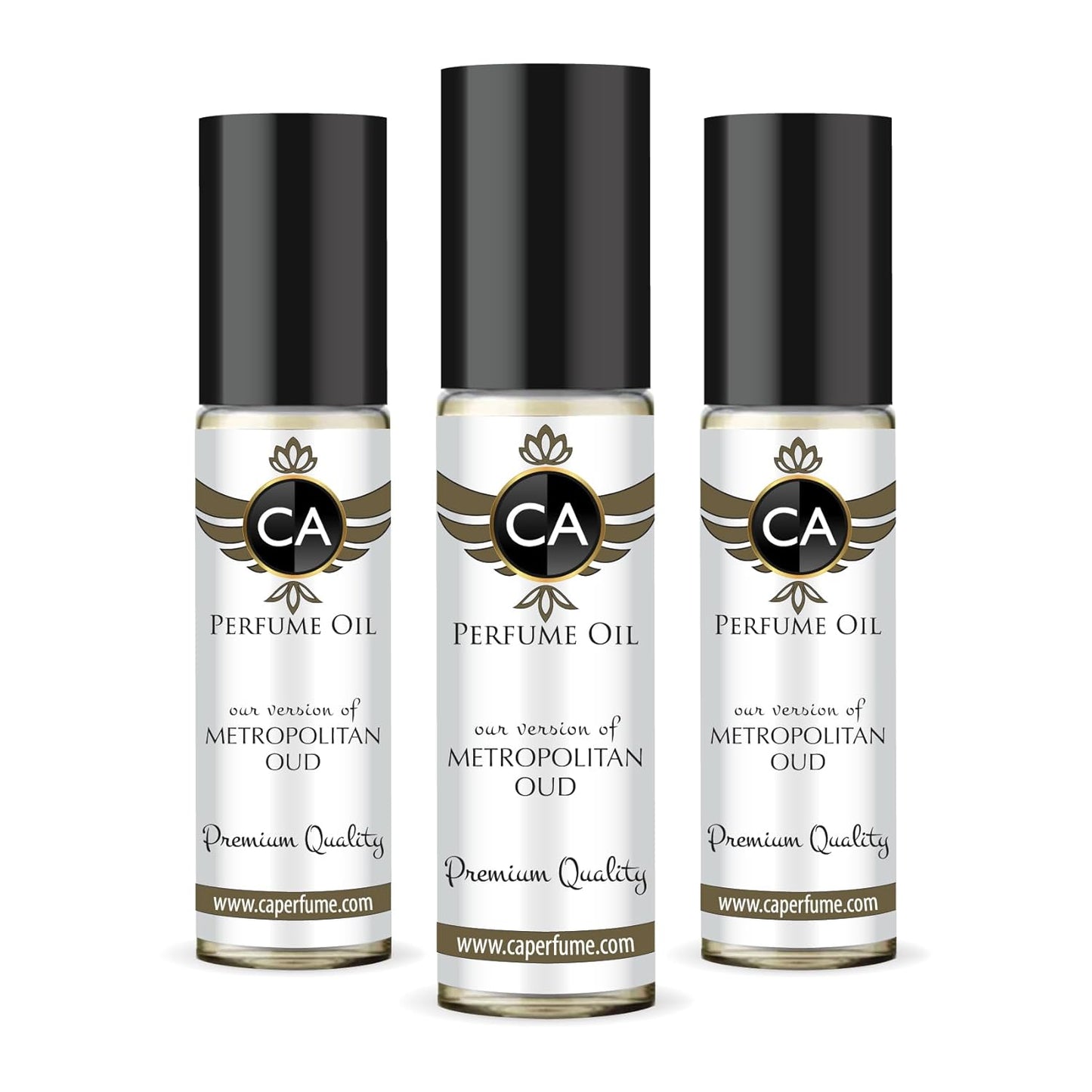 CA Perfume Impression of Metropolitan Oud for Women Eau De Parfum Amber Scent Long Lasting Perfumes for Women Travel Size TSA Ready for Day and Night Wear 0.33 Fl Oz 10ml (Pack of 3)