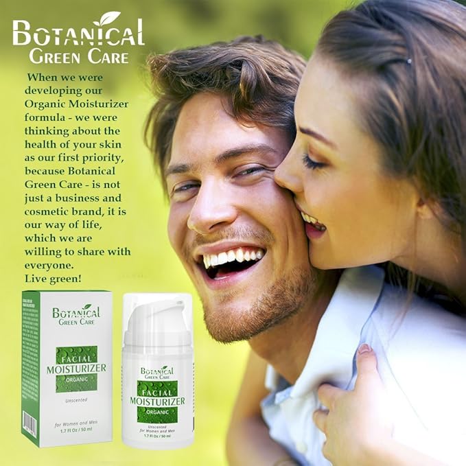 Botanical Green Care Organic Facial Moisturizer. Natural Anti Aging Face Moisturizing Cream for Sensitive, Dry & Normal Skin for Women and Men
